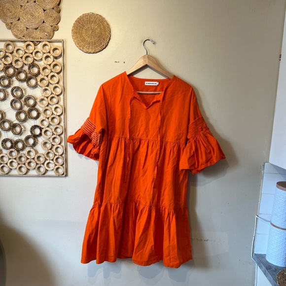 Metamorphosis girl size medium (large) orange tier midi dress… - Picture 4 of 7